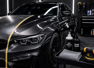 Paint correction and PPF preparation. Glossy corrected paint before coating installation