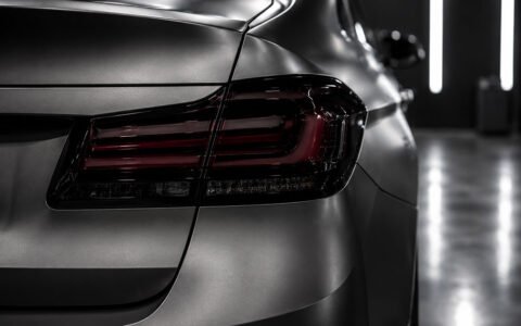 taillight tinting on luxury car in Dubai workshop
